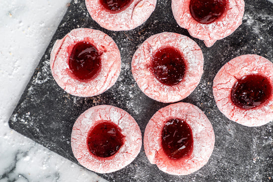 Strawberry Thumbprint Almond Cookies